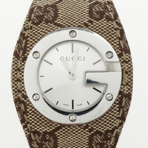 Pre Owned Gucci G Bandeau Fabric Strap Womens Wristwatch 35 MM
