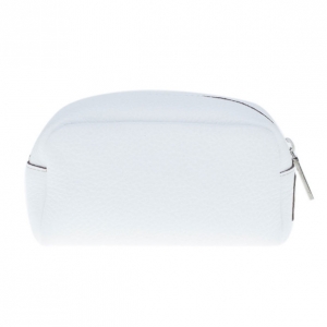 Pre Owned Dolce and Gabbana White Pebbled Leather Cosmetics Case