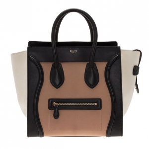 Celine Tricolor Mini Luggage Smooth Leather Tote Bag