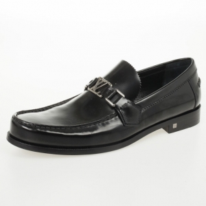 Pre Owned Louis Vuitton Black Leather Major Loafers Size 41