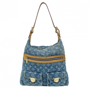 Pre Owned Louis Vuitton Blue Monogram Denim Baggy GM