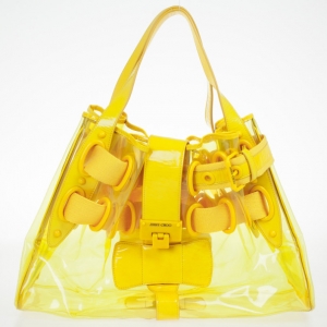 Pre Owned Jimmy Choo Yellow PVC 'Ramona' Tote