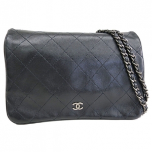 Pre Owned Chanel Black Lambskin Wallet on Chain WOC Shoulder Bag
