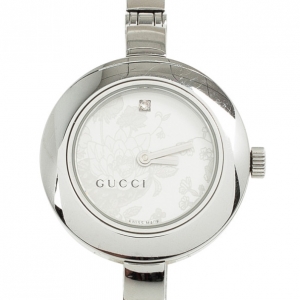 Pre Owned Gucci Flower SS Flower Silver Womens Wristwatch 26 MM