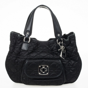 Pre Owned Christian Dior Quilted Satin Cannage Charming Small Tote