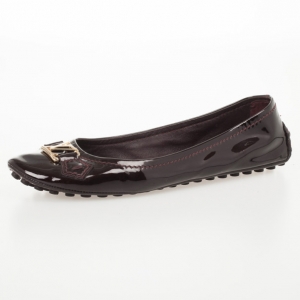 Pre Owned Louis Vuitton Amarante Patent Leather Oxford Ballet Flats Size 38.5