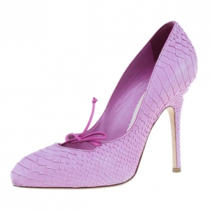 Pre Owned Dior Pink Python Embossed Leather Baisers Voles Pumps Size 37
