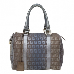 Pre Owned Fendi Brown Spalmati Zucchino Forever Small Satchel