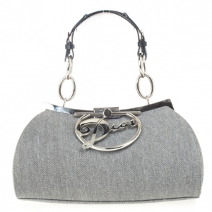 Pre Owned Christian Dior Framed Denim Top Handle Clutch Bag