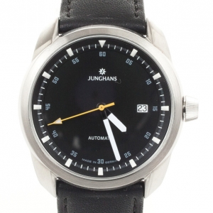 Pre Owned Junghans SS Leather Mens Wristwatch 41.5 MM