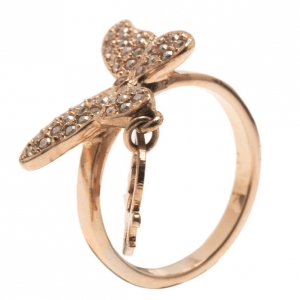 Pre Owned Dior Butterfly Crystal Ring Size 50