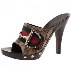 Pre Owned Gucci Guccissima Icon Bit Web Detail Clogs Size 36