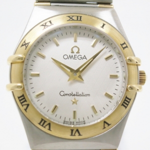 Pre Owned Omega Constellation 18 K Yellow Gold Steel Womens Wristwatch 24 MM
