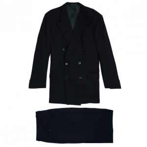Pre Owned Ermenegildo Zegna Black Pinstripe Suit EU58