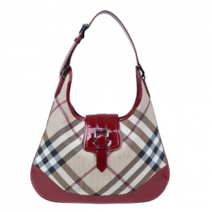 Pre Owned Burberry Nova Check Canvas Brooke Hobo