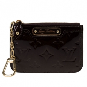Pre Owned Louis Vuitton Amarante Monogram Vernis Key Pouch