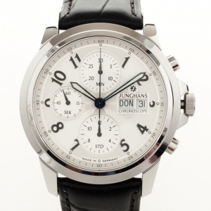 Pre Owned Junghans Ambassador SS  Leather Chronograph Mens Wristwatch 42 MM