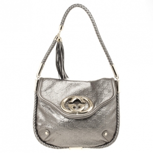 Pre Owned Gucci Metallic Guccissima Bridget Hobo