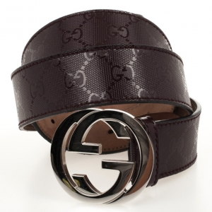 Pre Owned Gucci Brown Guccissima Canvas Supreme Interlocking 'G' Women Buckle Belt 100 CM