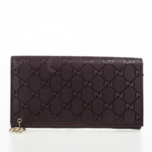 Pre Owned Gucci Burgundy Imprime Leather Monogram Continental Wallet