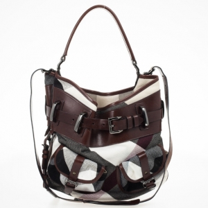 Pre Owned Burberry Tan Nova Check Front Pocket Shoulder Bag