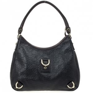 Pre Owned Gucci Black Guccissima Abbey D-Ring Hobo 
