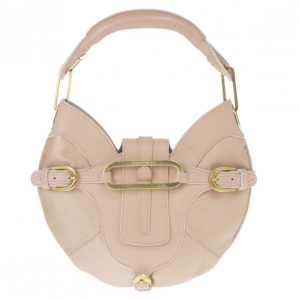 Pre Owned Jimmy Choo Pink Satin and Leather Trim Small Talia Hobo