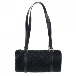 Pre Owned Louis Vuitton Black Monogram Satin Mini Papillon
