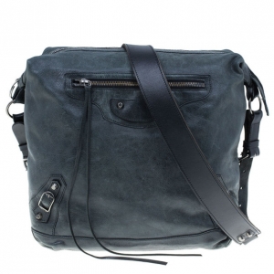 Pre Owned Balenciaga Grey Leather Day Messenger Bag