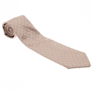 Pre Owned Louis Vuitton Beige Polka Dot Silk Tie