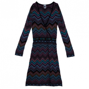 Pre Owned M Missoni Wool Blend Zig Zag Print Dress M