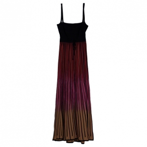 Pre Owned M Missoni Red Ombre Ribbed Knit Maxi Dress M