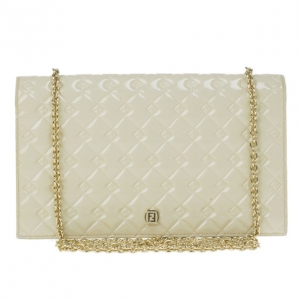 Pre Owned Fendi Beige Patent Leather Fendilicious WOC Shoulder Bag