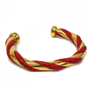 Pre Owned Hermes Leather and Metal Bangle