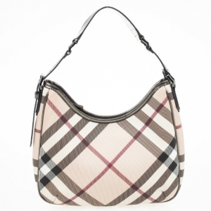 Pre Owned Burberry Metallic Trim Nova Check Moore Hobo