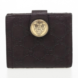 Pre Owned Gucci Brown Guccissima Leather Compact Wallet