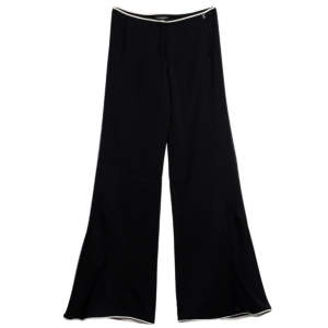 Pre Owned Chanel Black Silk Stretch Bellbottoms