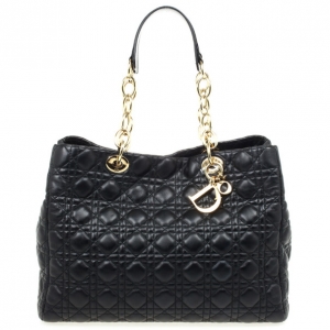 Pre Owned Christian Dior Black Cannage Soft Large Shopping Tote