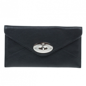 Pre Owned Mulberry Black Leather Envelope Wallet