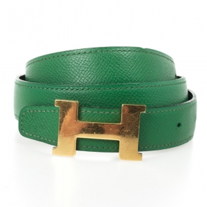 Pre Owned Hermes Green Leather Reversible Constance Belt