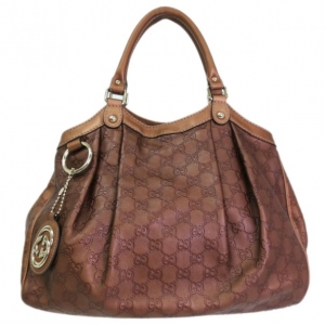 Pre Owned Gucci Medium GG Leather Bronze Sukey Tote