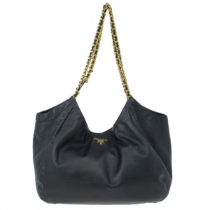 Pre Owned Prada Black Soft Leather Baltico Shoulder Bag