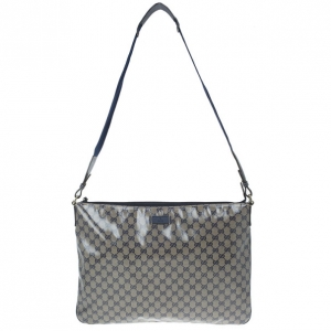 Pre Owned Gucci Blue GG Coated Canvas Large Crossbody