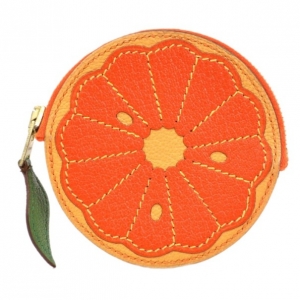 Pre Owned Hermes Orange Chevre Leather Coin Case