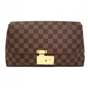 Pre Owned Louis Vuitton Damier Ebene Pochette Ascot Clutch