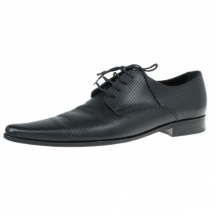 Pre Owned Dolce and Gabbana Black Embossed Leather Pointed Toe Oxfords Size 41