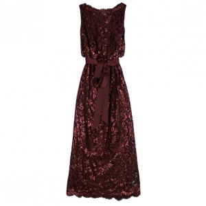 Pre Owned Tadashi Shoji Lace Sequin Gown L