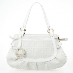 Pre Owned Fendi Cream Zucca Chef Hobo