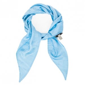 Pre Owned Burberry Blue Check Silk Scarf