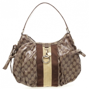 Pre Owned Gucci Beige GG Crystal 'Gucci By Gucci' Medium Hobo